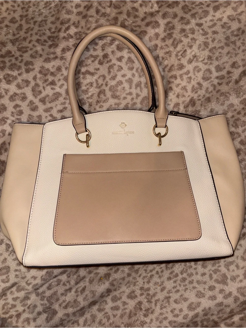 Nanette Lepore Cream & Beige Two-Tone Satchel
